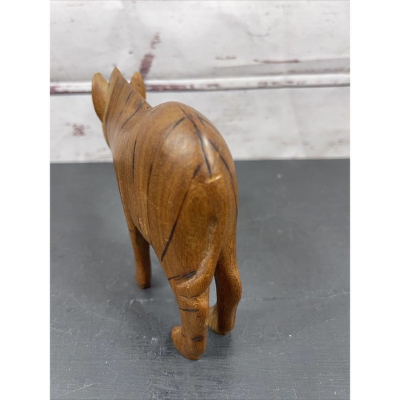 Wood Folk Art Hand Carved Zebra Figurine Sculpture Safari Decor 4.5" - Picture 2 of 8